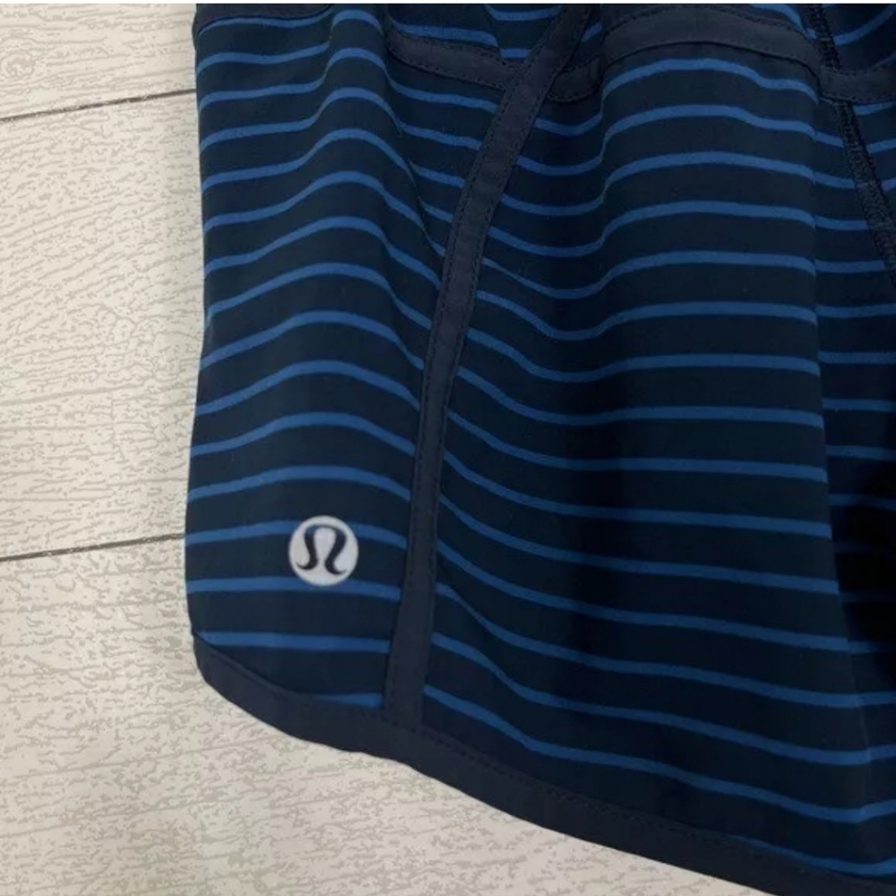 Lululemon Run Tracker Short II 4-way Rugged Blue Inkwell Navy Stripe - Picture 7 of 8
